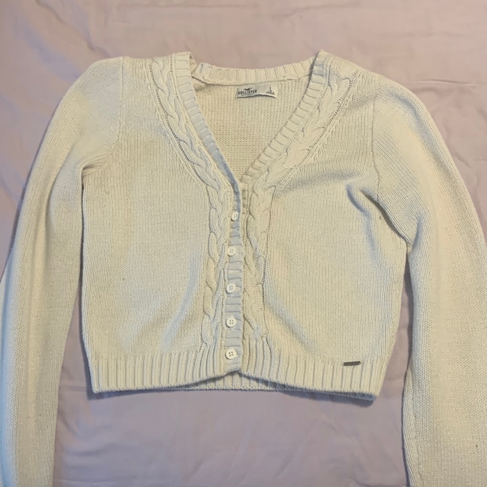 Hollister cropped knit button up